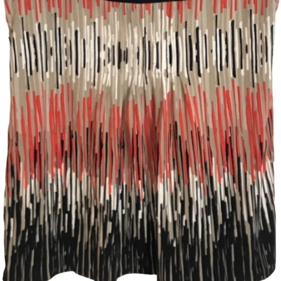 Liz Co Geometric Black Orange Beige Short Sleeve Top Size M - Picture 8 of 9